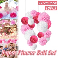 18PCS Pink Spiral Hanging Paper Flower Balls Birthday Party Decoration