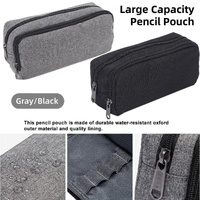Large Capacity Pencil Case Double Layer for Primary School Students Creative Bag - Black