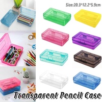 Large Capacity Transparent Plastic Pencil Case Multifunctional Student Art Box - Transparent