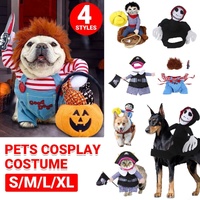 Halloween Dog Costume Pet Accessories Funny Dress Up for Small Medium Dogs - Deadly Doll-XL