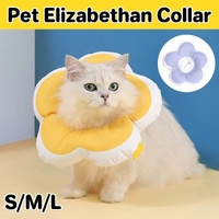 Elizabethan Cat Recovery Collar Anti Licking Pet Cone Protective Neck Ring - Purple-M
