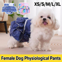 Pet Dog Diapers Female Pants Soft Breathable Underwear Reusable Sanitary Briefs - Denim Print - S