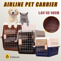 Large Pet Transport Crate for Dog Cat Rabbit Portable Ventilated Travel Carrier - Brown