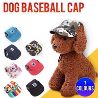 Dog Baseball Cap Outdoor Pet Sun Hat Summer Canvas Visor Puppy M Size - Stripe