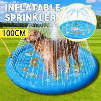 100cm Dog Splash Pad Inflatable Pet Sprinkler Mat PVC Water Play Toy for Outdoors