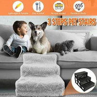 3 Steps Pet Stairs with Soft Cover for Small Dogs and Cats Portable Climbing Ramp