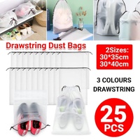 25PCS Portable Travel Shoe Bags Sport Storage Pouch Drawstring Dust Organizer - White-30*40cm