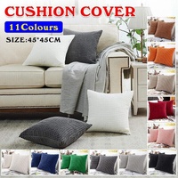 45X45 Plain Solid Colour Cushion Cover Decorative Pillow Case Home Multicoloured - Dark Grey