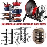 Multi-Layer Vertical Pot Lid Storage Rack Folding Kitchen Countertop Organizer - 5th-Floor