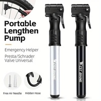 Portable Bicycle Pump Mini Inflatable Tube Pump Tire Inflator for Bike Cycling - Black