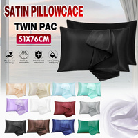 2X Satin Pillow Case Bedroom Pillowcase Cushion Covers Home Decor Luxury Slip - Grey