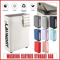 Large Foldable Laundry Washing Clothes Storage Bag Hamper Basket Bin Organiser - Light Blue
