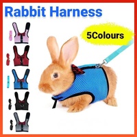 Rabbit Vest Harness Leash Lead Small Animal Pet Mesh Hamster Bunny Traction Rope L - Blue