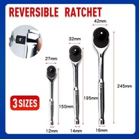 Quick Release Ratchet Handle 1/4 inch 3/8 inch 1/2 inch Drive Reversible Socket Wrench - 16x245x42mm