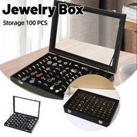 Black Jewellery Box with Lid Dustproof Necklace Ring Earring Storage Display Box