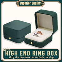 Dark Green Jewelry Box Ring Box Pair Compact Storage Box for Rings Accessories