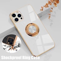 Black Luxury Shockproof Silicone Ring Case Stand Cover for iPhone 14 13 12 Pro Max - iPhone 13 Pro Max