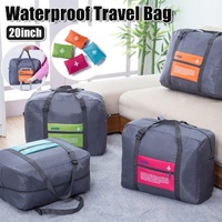 Nylon Waterproof Collapsible Travel Bag Large Suitcase Clothing Organizer - Orange