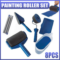 8Pcs/Set Pro Paint Roller Brush Handle Flocked Edger Wall Painting Hand Tool