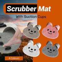 Silicone Foot Scrubber Rabbit Tub Mat Suction Cup Exfoliating Brush Cleaning Mat - Grey