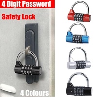 4 Digit Combination Padlock Wide Shackle Password Lock for Locker or Luggage - Blue