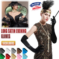 Elegant Long Satin Opera Gloves for Prom Party Wedding Costume or Formal Dress - Pink