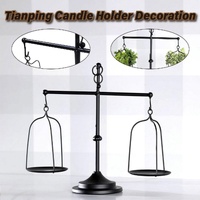 Black iron balance Scale candlestick decorative candle wedding Home Decor Gifts