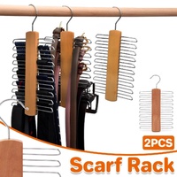 2PCS Double Hook Silk Scarf Towel Rack Organizer Tie Hanger Closet Storage