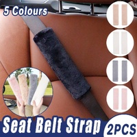 Winter Plush Shoulder Strap Cover Neck Cushion Pad for Comfortable Car Travel 2PCS - Black