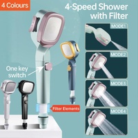 High Pressure Handheld Shower Head with Filter for Bathroom Water Saving Spray - Pink Blue