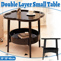 Trendy Black Round Coffee Side Table Modern Minimalist End Table for Living Room