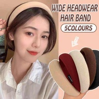 Women Thick Padded Wide Headband Sponge Hairband Wedding Party Plain - White