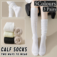 3Pairs Warm Calf Socks Stack Stockings Winter Fall Over Knee High Thick Socks Set - Grey