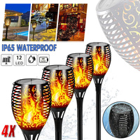 4pcs LED Solar Flickering Flame Torch Lights Outdoor Garden Path Landscape Lamps