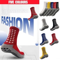Anti-Slip Sports Socks with PVC Grip Dots for Soccer Basketball and Training Use - Blue