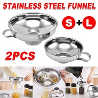 2pcs Stainless Steel Wide Mouth Funnel Large Bore Oil Drain Household Funnel Set