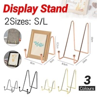 Iron Display Stand Dish Rack-Plate Bowl Picture Frame Photo Book Pedestal Holder - Gold-S