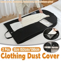 2pcs Hanging Closet Garment Dust Cover Storage Bag Clothes Protector Organizer - 130CM
