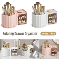 Rotating Cosmetic Pen Holder Dustproof Waterproof Storage Box Sanitary Organizer - Pink