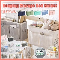 Hanging Bedside Storage Caddy with Pockets for Bunk Bed Dorm Couch Organizing - Green