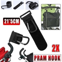 2PCS Stroller Hooks Clip-On Bag Holders for Pram Pushchair or Trolley Handle