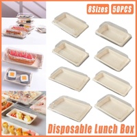 50pcs Eco-Friendly Sushi Box Rectangular Biodegradable Lunch Packaging Plate - 16.4 cm x 11.4 cm x 4.5 cm