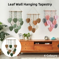 Handmade Braided Cotton Rope Leaves Wall Hanging Home Decoration Ornament - Green