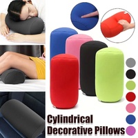 Solid Color Cylindrical Foam Particle Pillow Multi-Functional Neck Waist Support - Blue