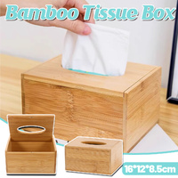 Bamboo Tissue Box Wooden Cover Dispenser Holder Storage Case for Home and Office