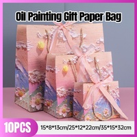 10pcs Oil Painting Gift Paper Bags for Birthday and Holiday Gift Packaging Tote - S