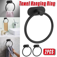 2PCS Black Nonperforated Stainless Steel Bathroom Toilet Hanging Oval Towel Ring