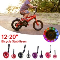 12–20 Inch Bike Training Wheels Flashing PVC Silent Stabilizer Auxiliary Support - Red