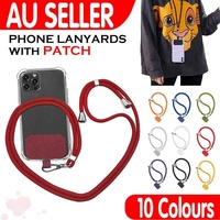 Adjustable Phone Lanyard with Patch for Most Cases Neck Strap Holder - Wine Red