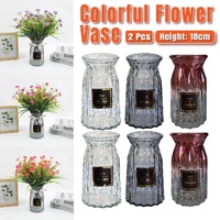 2 Pcs Glass Vase Hydroponic Flower Arrangement Vase for Living Room Decoration - Transparent